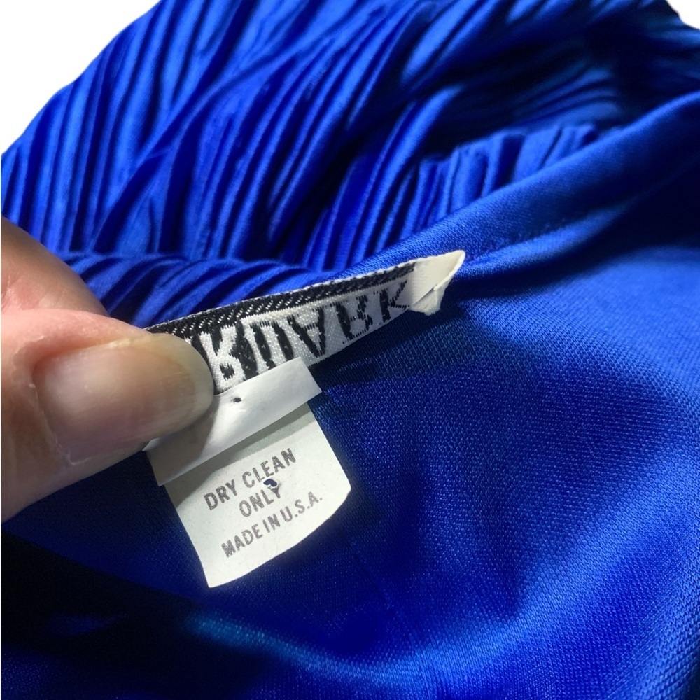 ❤️Vintage After Dark blue pleated v neck dress with beaded diamonds size 13/14 - Picture 9 of 9